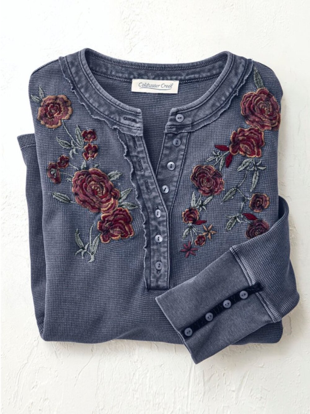 COLDWATER CREEK BELLAROSSA EMBROIDERED THERMAL - Picture 4 of 4